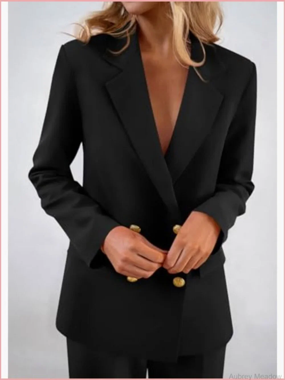 Women's Double Breasted Blazer Long Sleeve Notched Lapel Work Suit Jacket
